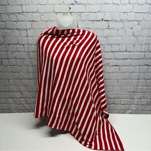 Dragonfly Red and White Striped poncho top NWT